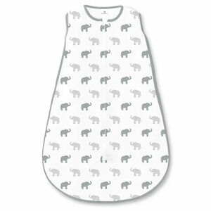 Amazing Baby Cotton Sleeping Sack, Tiny Elephants, Sterling, Medium 6-12 months